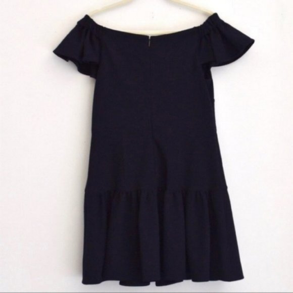 Rebecca Taylor Navy Off Shoulder Dress NWT Sz 12 - Picture 6 of 7